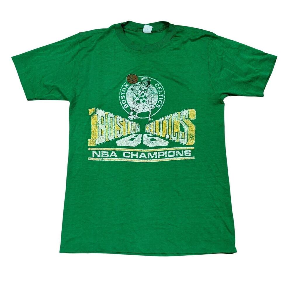 80S Boston Celtics  1986 Champions Short Sleeve Shirt Mens